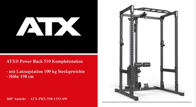 Poza cu ATX Power Rack 510 Stație completă cu stație pentru tracțiuni lat și 100 kg greutăți placate - Înălțime 198 cm