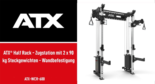 Poza cu ATX Half Rack – Stație de tracțiuni cu 2 x 90 kg greutăți pin – Fixare pe perete