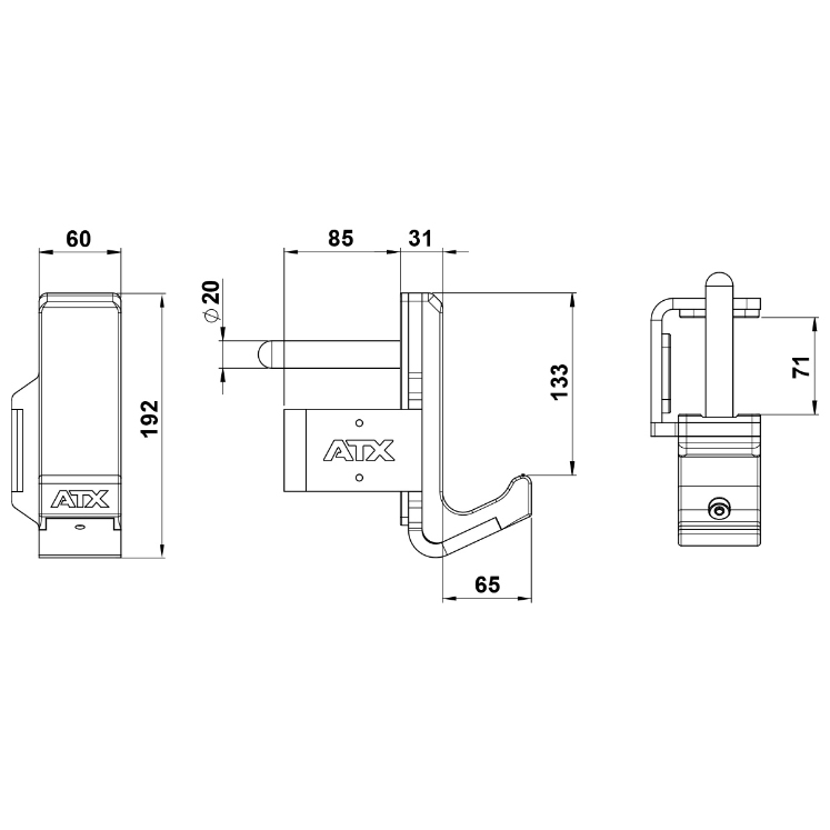 Poza cu ATX J-Cups / J-Hooks Serie 700 - cu rezistenta de 500 kg pentru rack-uri