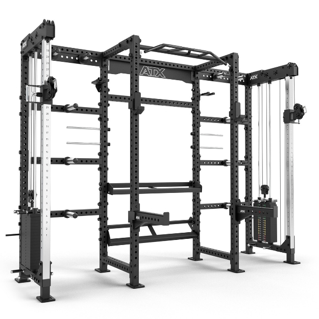 Poza cu ATX Cable Cross Rack cu 2 x 90 kg greutăți și multiple accesorii - Rack profesional pentru sală