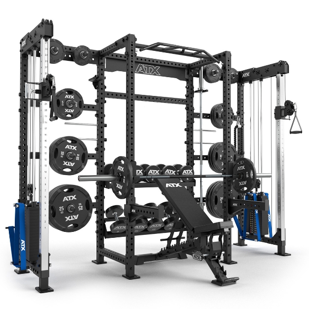 Poza cu ATX Cable Cross Rack cu 2 x 90 kg greutăți și multiple accesorii - Rack profesional pentru sală