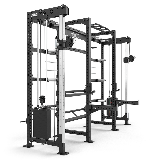 Poza cu ATX Cable Cross Rack cu 2 x 90 kg greutăți și multiple accesorii - Rack profesional pentru sală