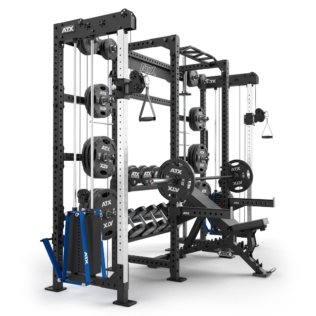 Poza cu ATX Cable Cross Rack cu 2 x 90 kg greutăți și multiple accesorii - Rack profesional pentru sală