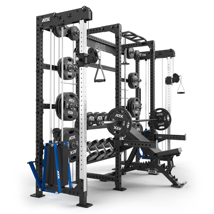 Poza cu ATX Cable Cross Rack cu 2 x 90 kg greutăți și multiple accesorii - Rack profesional pentru sală