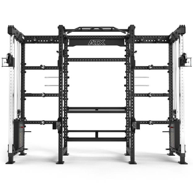 Poza cu ATX Cable Cross Rack cu 2 x 90 kg greutăți și multiple accesorii - Rack profesional pentru sală