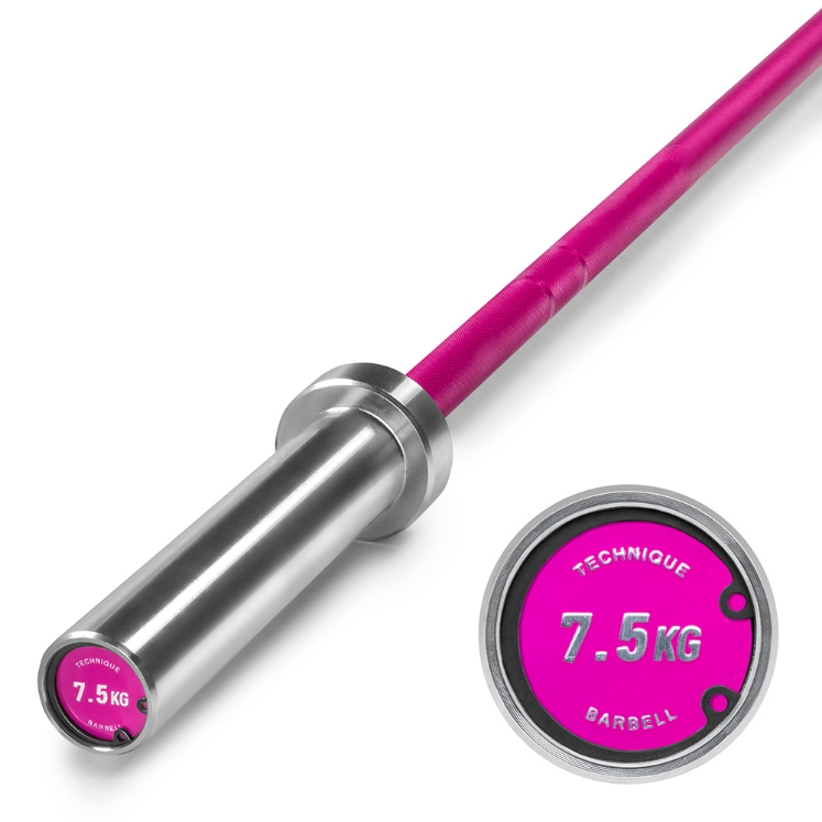 Poza cu Technik Bar 7,5 kg Roz - Bara Hantel din Aluminiu Extra Usoara