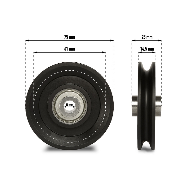 Poza cu Scripete / Roată de deviere ø 75 mm pentru cablu