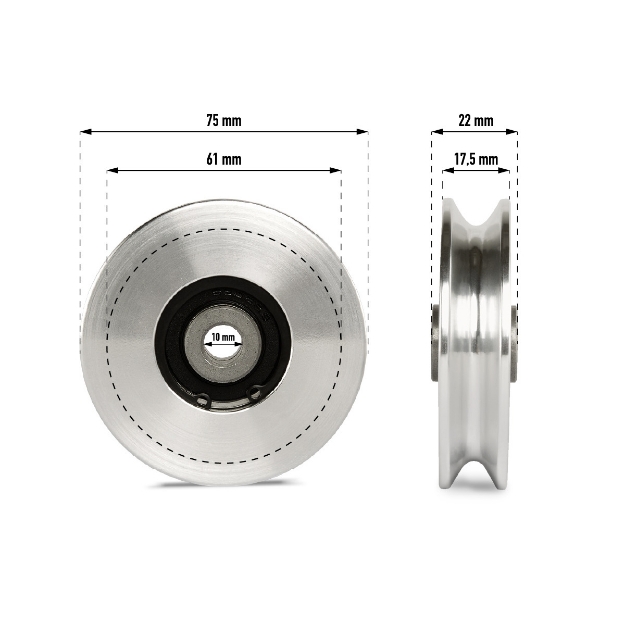 Poza cu Poulie de aluminiu / roată de direcționare ø 75 mm