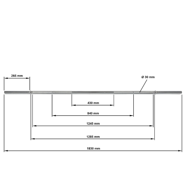 Poza cu Bară de haltere 30 mm x 183 cm - prindere netedă
