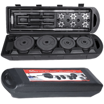 Poza cu Set Ganteră Reglabilă + Halteră OKPRO OK1035F (50kg ) – Sistem Multifuncțional Fitness