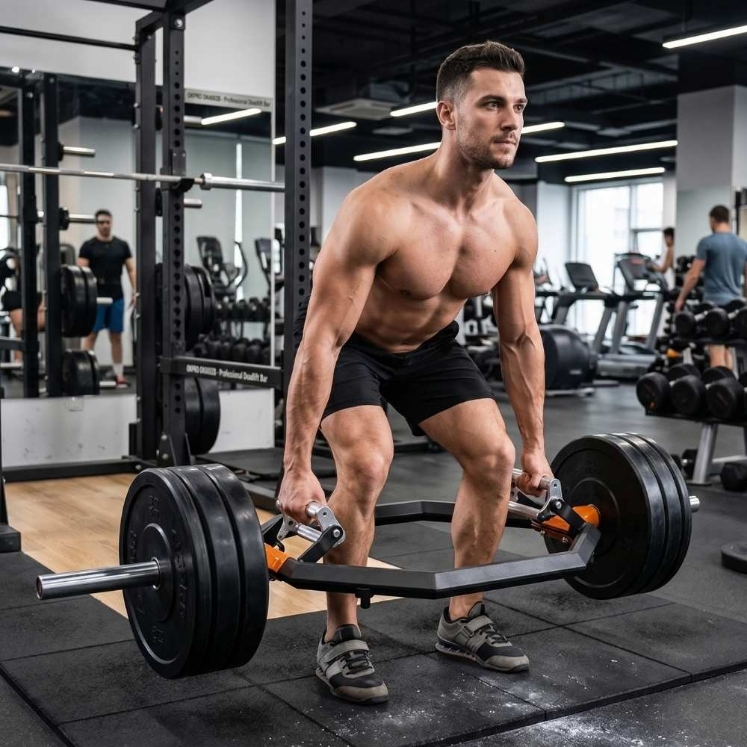 Poza cu Bară Hexagonală Trap Bar OKPRO OK6082B – Bară Deadlift Profesională