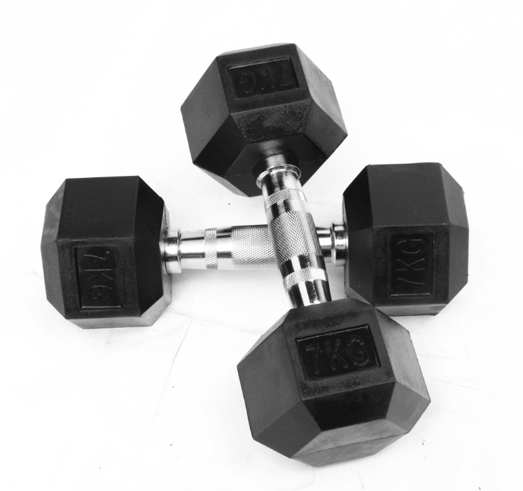 Poza cu Gantere Hexagonale Profesionale din Cauciuc – 1-10kg