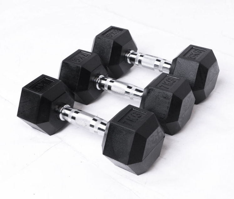 Poza cu Gantere Hexagonale Profesionale din Cauciuc – 1-10kg