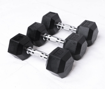 Poza cu Gantere Hexagonale Profesionale din Cauciuc – 5-50kg