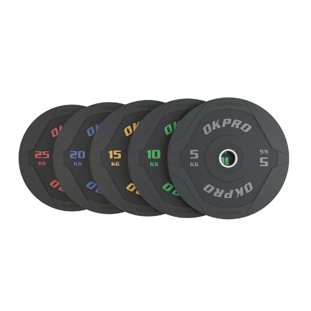 Poza cu Discuri Bumper Plate Cauciuc Negre OK2006-10 – Olimpice 50MM, 5–25 KG