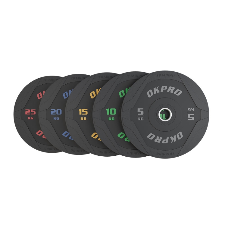 Poza cu Discuri Bumper Plate Cauciuc Negre OK2006-10 – Olimpice 50MM, 5–25 KG