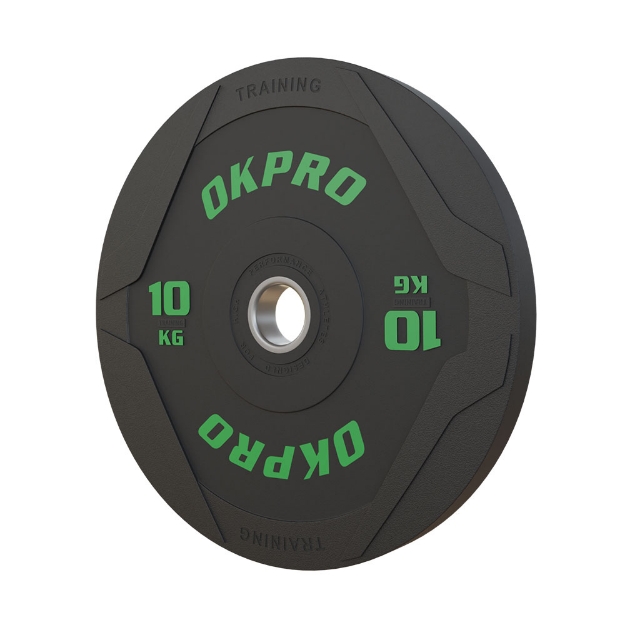 Poza cu Discuri Bumper Plate Cauciuc Negre OK2006-10 – Olimpice 50MM, 5–25 KG