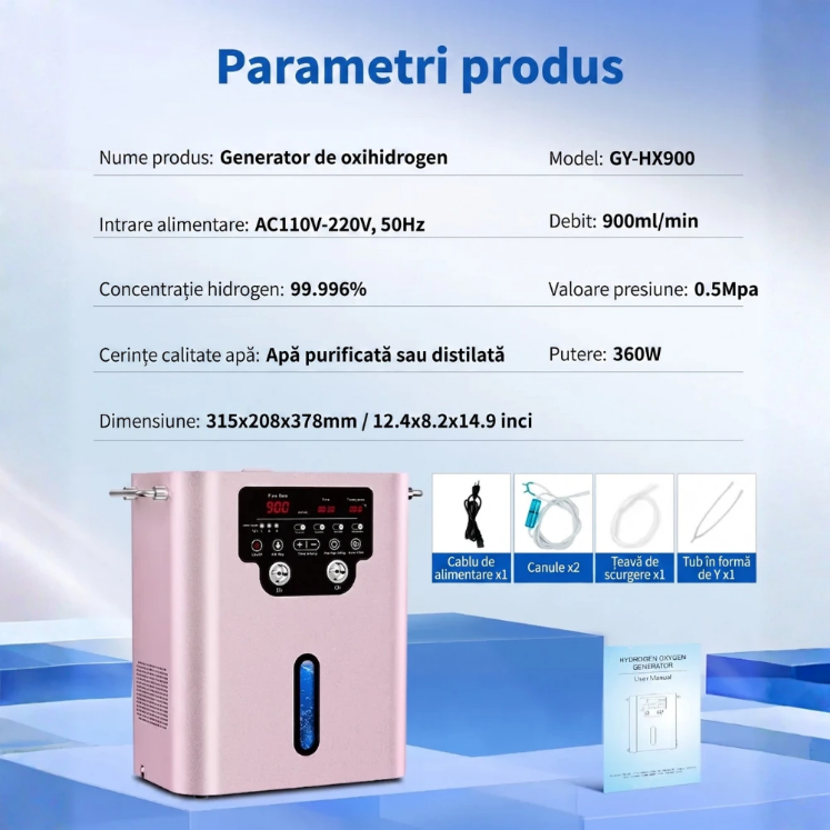 Poza cu Inhalator Multifunctional, Hidrogen Molecular si Oxigen pur, SPE/PEM 900ml/min, GY-HX900