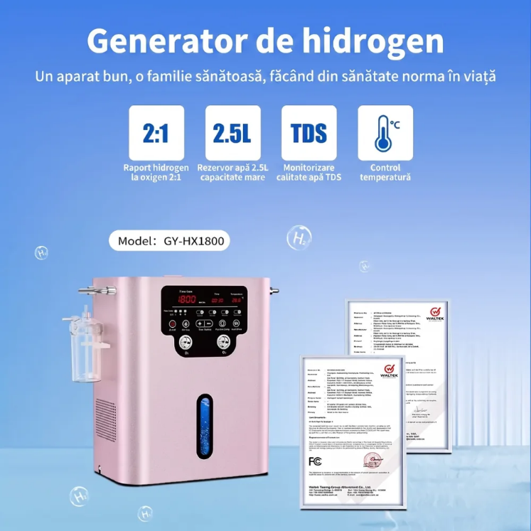 Poza cu Inhalator Multifunctional, Hidrogen Molecular si Oxigen pur, SPE/PEM 1800ml/min, Suyzeko, GY-HX1800