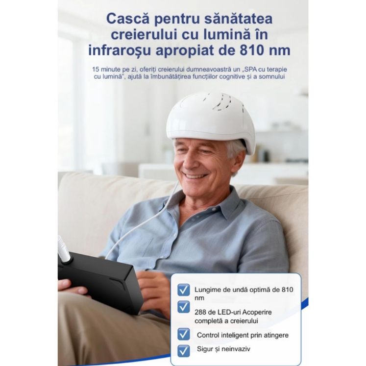 Poza cu Casca Fotobiomodulare pentru sanatatea creierului, (PBM), 810nm, Suyzeko GY-PDT1