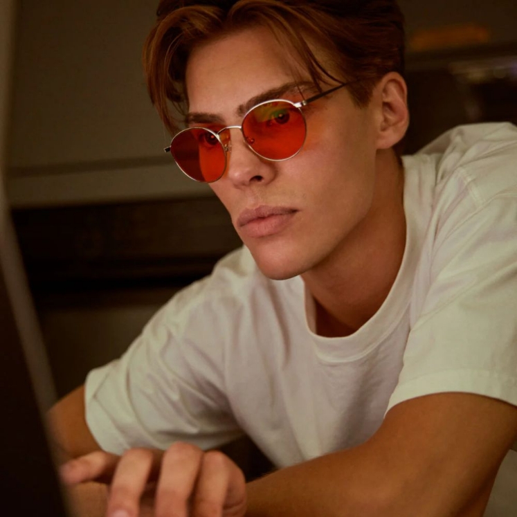 Poza cu Ochelari cu lentile portocalii, anti lumină albastră – Mesi Silver Orange, Filter Optix