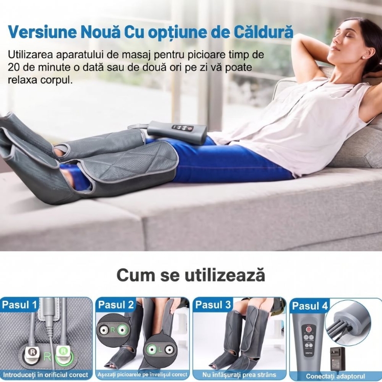 Poza cu Aparat de masaj cu compresie și încălzire pentru picioare și gambe RENPHO ALM071H