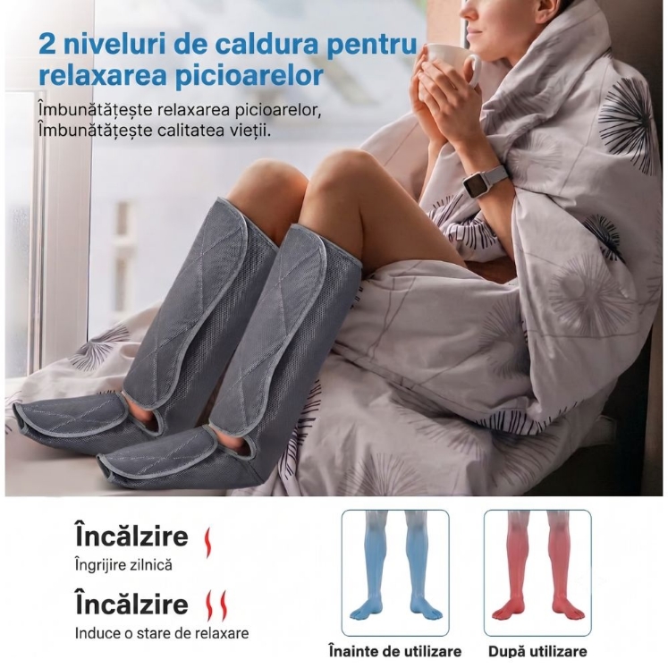 Poza cu Aparat de masaj cu compresie și încălzire pentru picioare și gambe RENPHO ALM071H