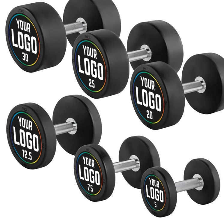Poza cu Ganteră cauciucată personalizată cu Logo Client - 2.5 kg - 60 kg