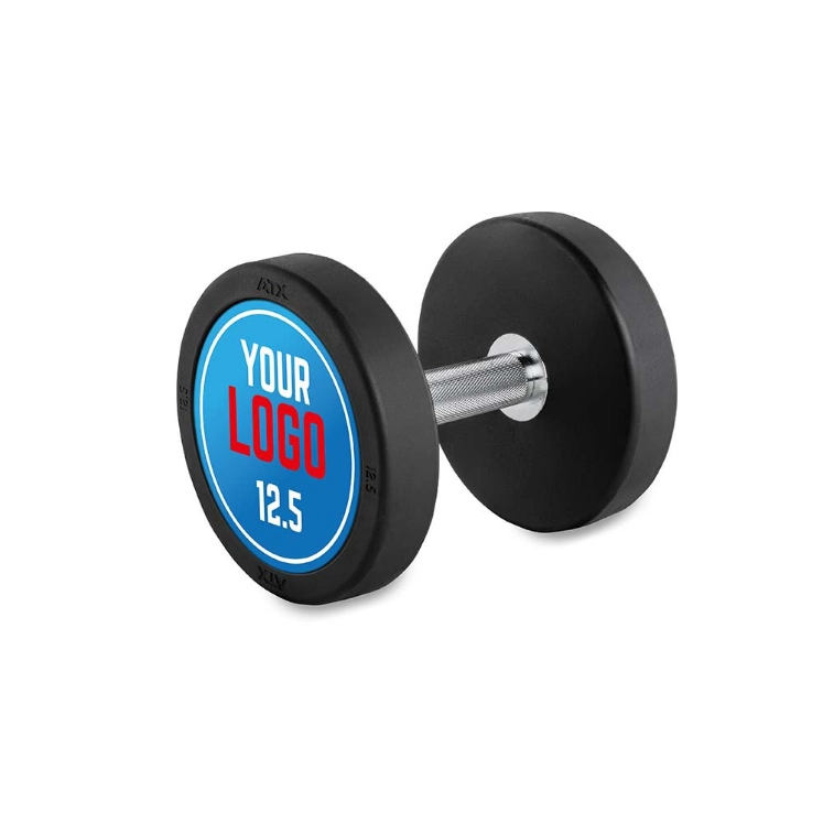 Poza cu Ganteră cauciucată personalizată cu Logo Client - 2.5 kg - 60 kg