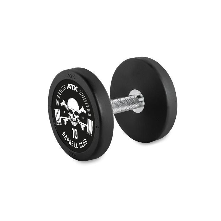 Poza cu Gantere Profesionale PRO-Style din Cauciuc - cu Logo Barbell Club - 2,5 – 60 kg, Increment de 2,5 kg