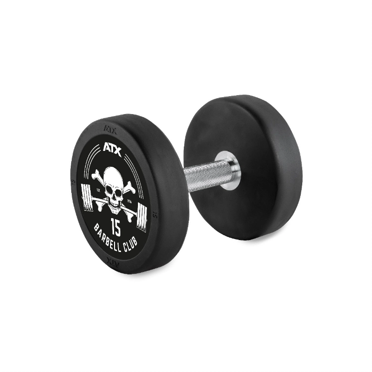 Poza cu Gantere Profesionale PRO-Style din Cauciuc - cu Logo Barbell Club - 2,5 – 60 kg, Increment de 2,5 kg