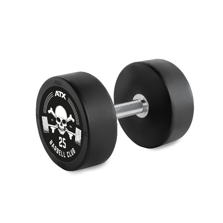 Poza cu Gantere Profesionale PRO-Style din Cauciuc - cu Logo Barbell Club - 2,5 – 60 kg, Increment de 2,5 kg
