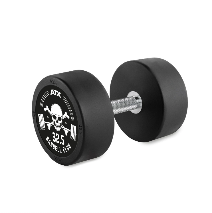 Poza cu Gantere Profesionale PRO-Style din Cauciuc - cu Logo Barbell Club - 2,5 – 60 kg, Increment de 2,5 kg